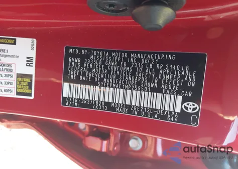 2021 Toyota Corolla Le from USA, damaged, VIN 5YFEPMAE1MP259501